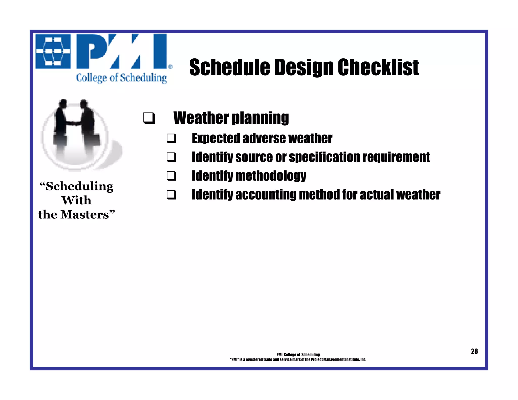 Schedule Design PMI