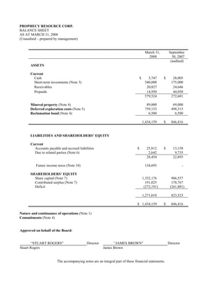 Financial report and audited interim financial statements of