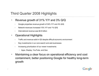 Google Q3 2008 Earnings Slides