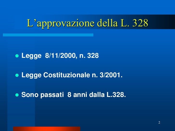 Legge 328/2000 la riforma dei servizi sociali