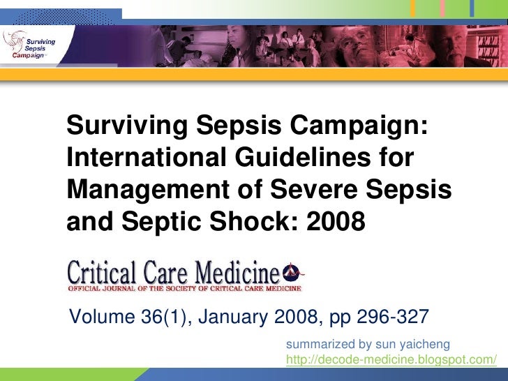 Ssc Surviving Sepsis Guidelines 2008