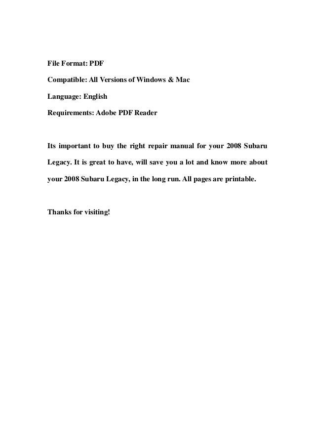 Subaru Service Manual Free Download