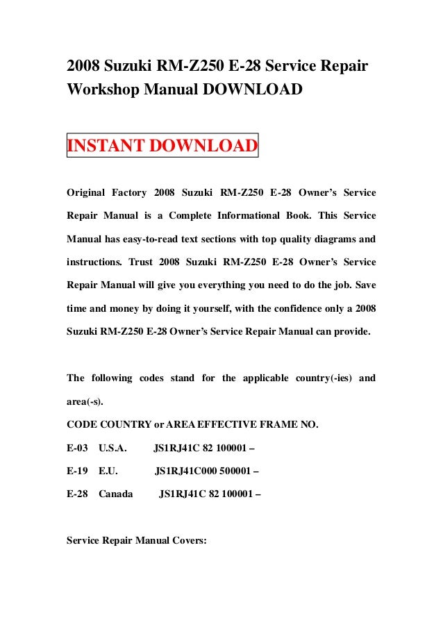 Suzuki Rm Service Manual Suzuki Rm Service Manual