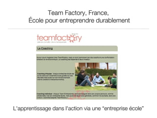 Team Factory, France,  École pour entreprendre durablement L'apprentissage dans l'action via une “entreprise école” 