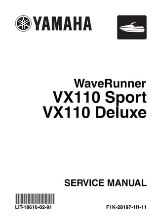 08 Yamaha Vx1100 Cruiser Deluxe Sport Service Repair Manual