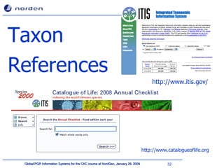Taxon References http://www.catalogueoflife.org http://www.itis.gov/ 