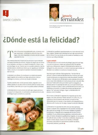 Donde está la felicidad, 2009, Revista Uno Mismo