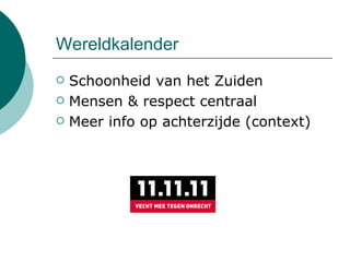 Wereldkalender Schoonheid van het Zuiden Mensen & respect centraal Meer info op achterzijde (context) 
