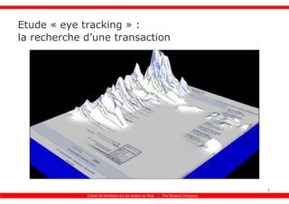 Etude « eye tracking » :
la recherche d’une transaction




                                                                                1
             Extrait de formation sur les leviers du Web – The Roxane Company
 