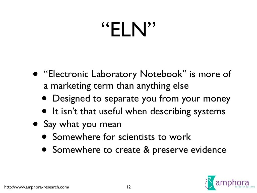 “ELN” • “Electronic Laboratory Notebook”