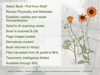 <ul><li>Select Book ~Pull from Shelf </li></ul><ul><li>Review Physically and Metadata </li></ul><ul><li>Establish viabilit...
