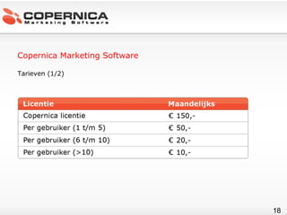 Copernica Marketing Software Tarieven ( 1/2) 