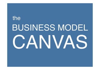 the
BUSINESS MODEL 

CANVAS
 