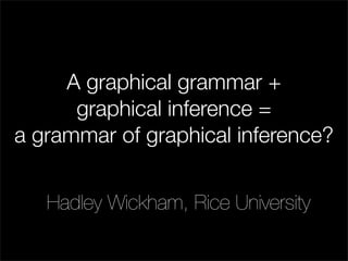 A graphical grammar +
      graphical inference =
a grammar of graphical inference?


   Hadley Wickham, Rice University
 
