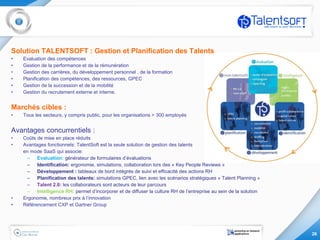 <ul><li>Solution TALENTSOFT : Gestion et Planification des Talents </li></ul><ul><li>Evaluation des compétences </li></ul>...