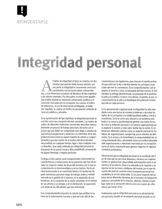 Integridad Personal, 2009, Revista Uno Mismo