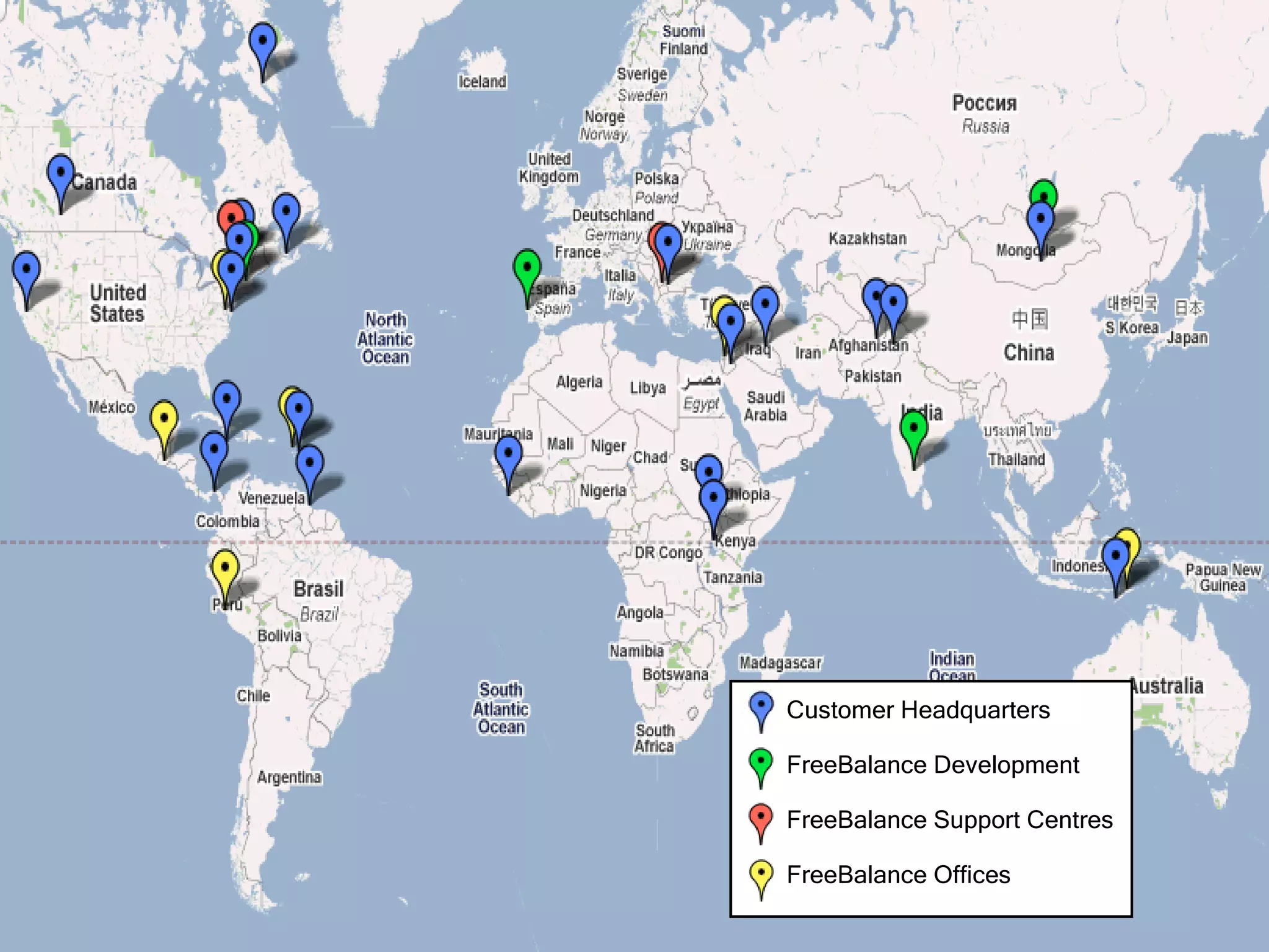 Customer Headquarters FreeBalance Development FreeBalance Support Centres FreeBalance Offices 