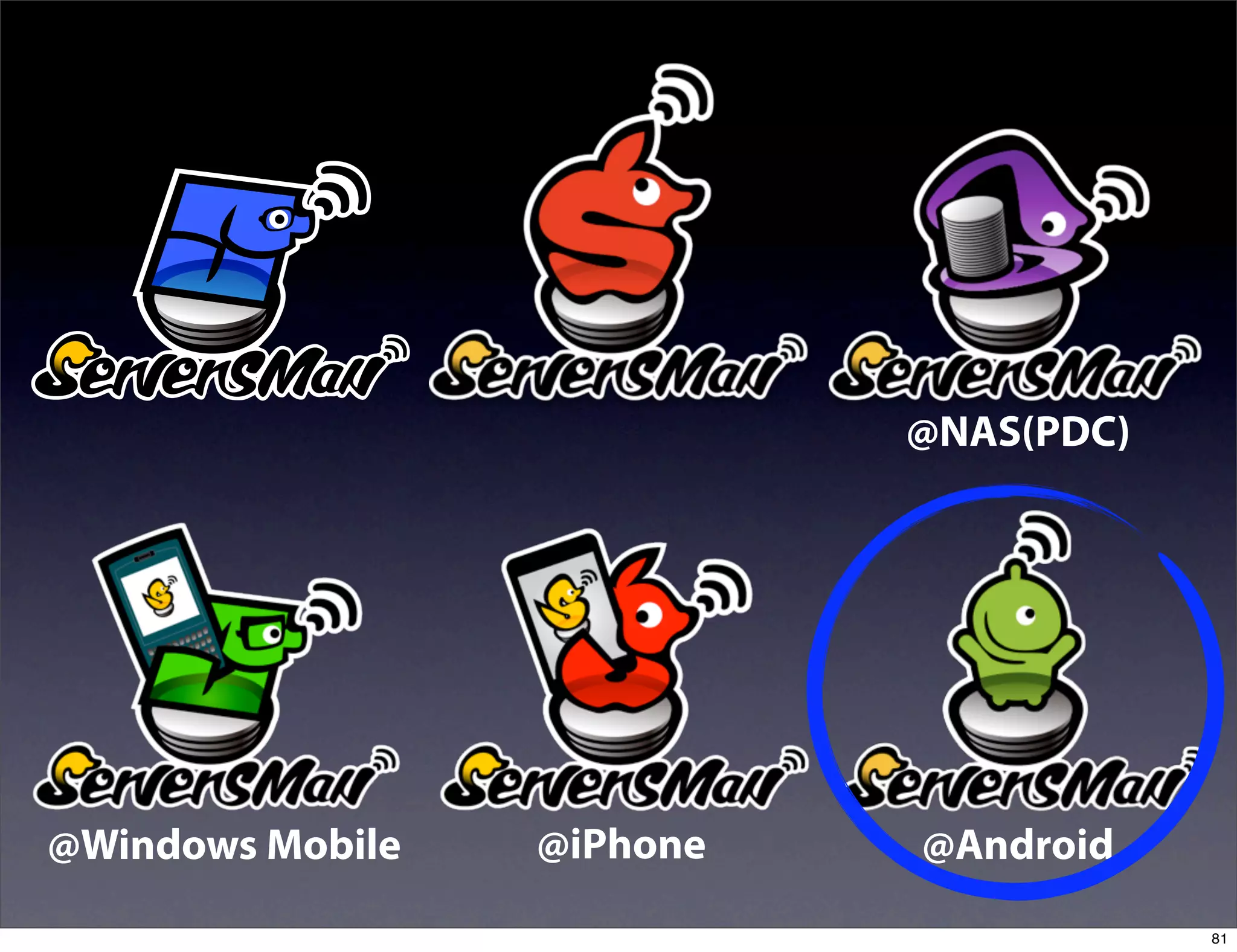 for Windows
                             @NAS(PDC)




@Windows Mobile    @iPhone   @Android
                                         81
 