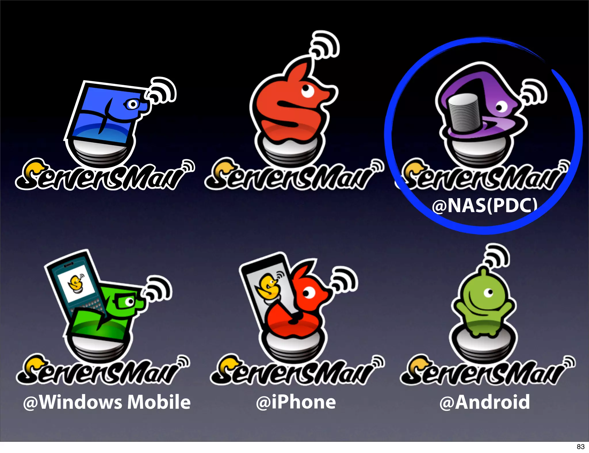 for Windows
                             @NAS(PDC)




@Windows Mobile    @iPhone   @Android
                                         83
 