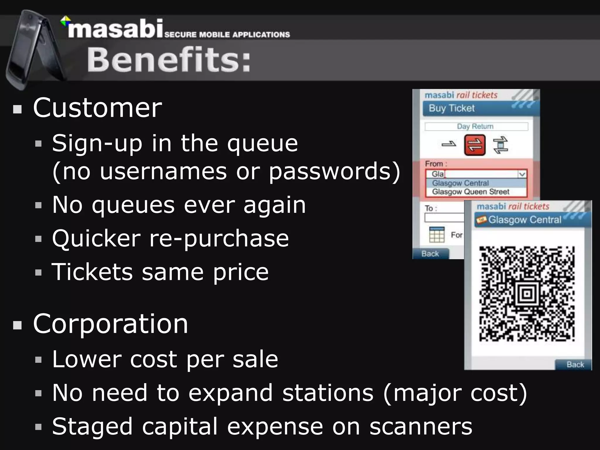 Scanner OptionsAny barcode scanner, online or off-line, must support: 2D Aztec with CCD imagerHandheld Small basic scanners for door staffAdvanced PDA based scanners for service staffBluetooth scanner upgrade for Avantix Mobile 2 Cash Register/EPOS ScannersConnect via USB or as “keyboard wedge” in between keyboard and EPOS like a normal scannerFixed Scanners for gates or check-outsRetro-fit to existing gates, user places phone on rubber face to scanOr built in at manufacture by gate supplierBasicAdvancedBluetoothEPOS ScannerRetro-fit Fixed / gate scanner 