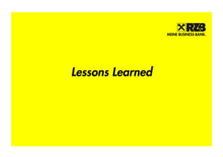 Lessons Learned
 