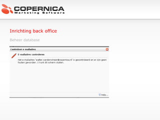 Inrichting back office Beheer database 
