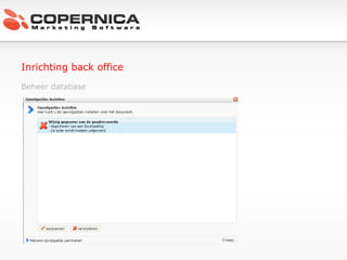 Inrichting back office Beheer database 