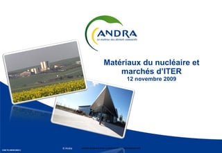 Matériaux du nucléaire et marchés d’ITER 12 novembre 2009 COM.TR.AMHM.090013 