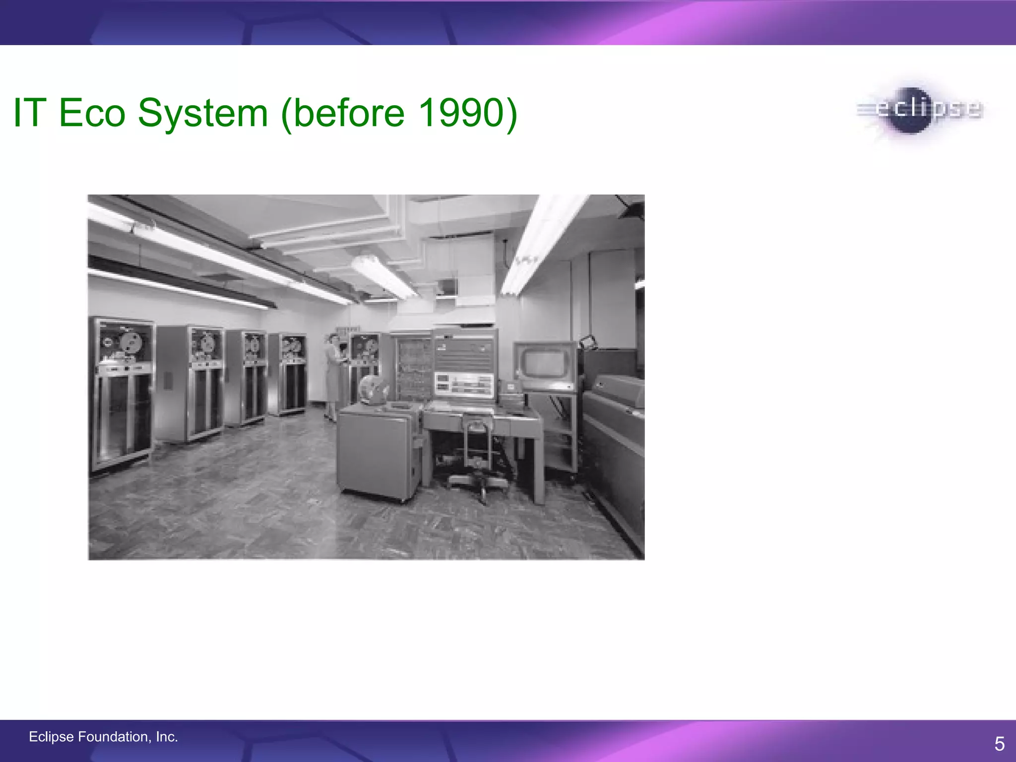 IT Eco System (before 1990)




Eclipse Foundation, Inc.
                              5
 