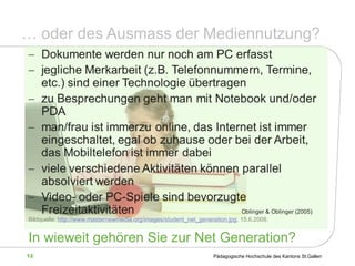 …  oder des Ausmass der Mediennutzung? Bildquelle:  http://www.masternewmedia.org/images/student_net_generation.jpg , 15.6.2008. In wieweit gehören Sie zur Net Generation? 