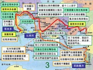 3 亞波羅到以弗所作工 有口才卻只知約翰的浸 百基拉亞居拉幫助他 亞波羅想往亞該亞去 弟兄們寫信請門徒接待 以弗所 哥林多 保羅到以弗所傳耶穌，給十二人按手 進會堂放膽講說三個月 在推喇奴講堂傳講兩年 打發提摩太等往馬其頓 銀匠底米丟掀起擾亂 亂定後往馬其頓去 住了些時候，就起行， 經過加拉太，弗呂家， 堅固眾門徒。 耶路撒冷 到希臘住 了三個月 從馬其頓回程 在特羅亞 講道 在米利都召聚 以弗所長老交通勸勉 又說聖靈向我鄭重見證， 有捆鎖與患難等著我。 在推羅門徒藉聖靈勸 保羅不要上耶路撒冷 在該撒利亞腓力家再勸 保羅既不聽勸… 寫哥林多前書 寫哥林多後書 寫羅馬書 沒找到提多 提多從哥林多來 亞居拉百基 拉返回羅馬 亞波羅已回以弗所 