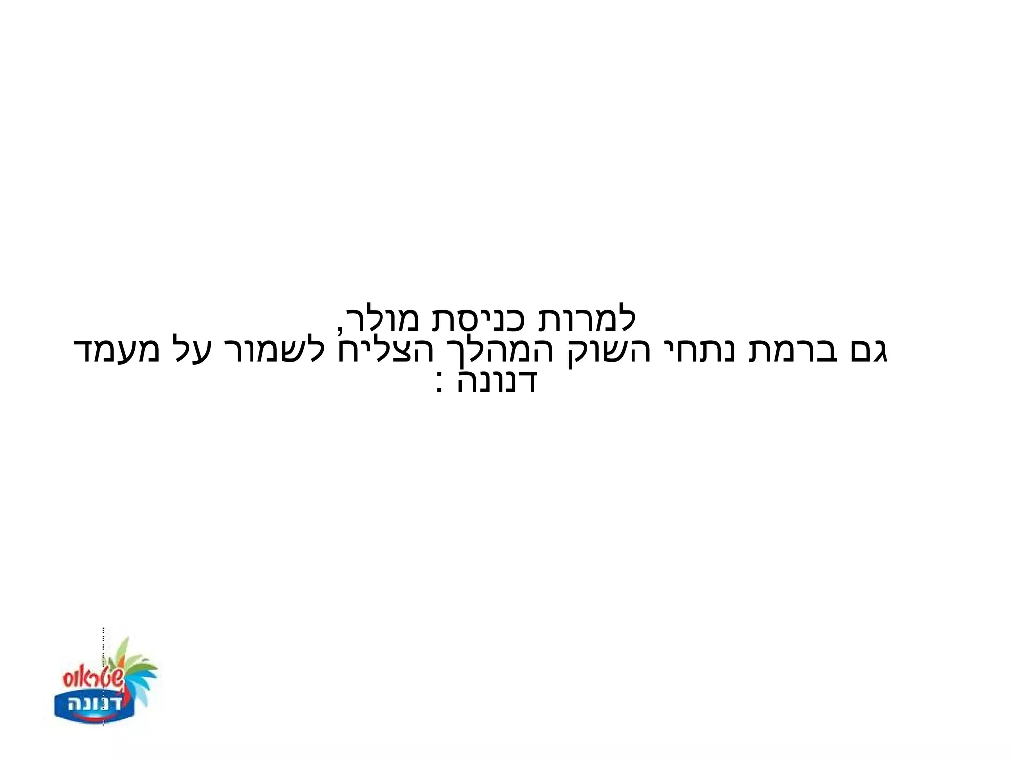 ‫למרות כניסת מולר,‬
‫גם ברמת נתחי השוק המהלך הצליח לשמור על מעמד‬
                    ‫דנונה :‬
 