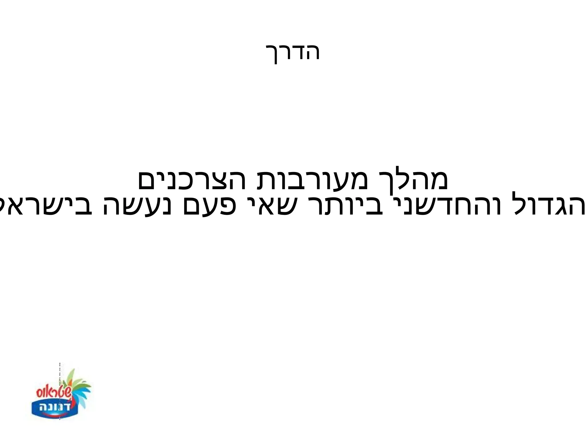 ‫הדרך‬




         ‫מהלך מעורבות הצרכנים‬
‫הגדול והחדשני ביותר שאי פעם נעשה בישראל‬
 