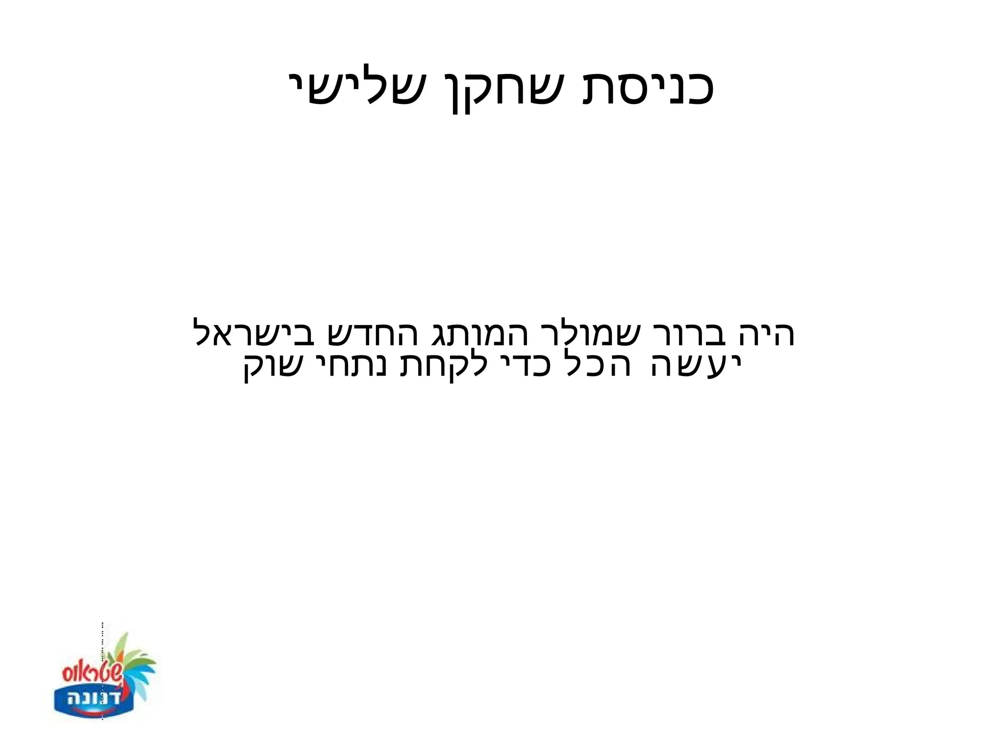 ‫כניסת שחקן שלישי‬



‫היה ברור שמולר המותג החדש בישראל‬
  ‫יעשה הכל כדי לקחת נתחי שוק‬
 