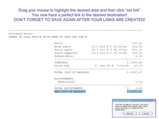 Drag your mouse to highlight the desired area and then click “set link”
You now have a perfect link to the desired destination!
DON’T FORGET TO SAVE AGAIN AFTER YOUR LINKS ARE CREATED!
 