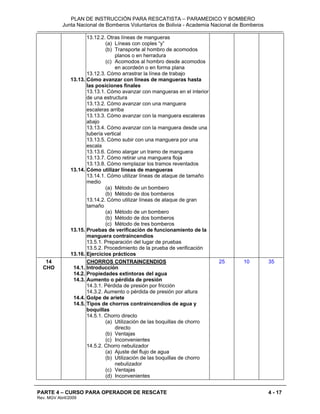 Plan de Instrucción Bombero Rescatista y Bombero Profesional 2009