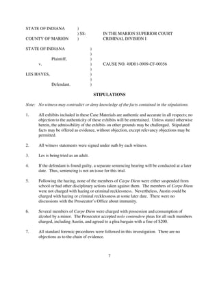 Indiana Case Files 2009 Indiana Mock Trial Case | PDF