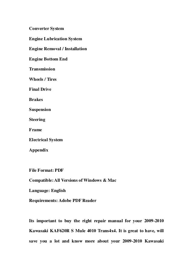 2009 2010 kawasaki kaf620 r s mule 4010 trans4x4 service repair works…