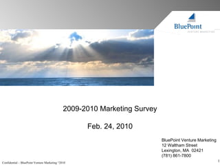 BluePoint Venture Marketing 12 Waltham Street Lexington, MA  02421 (781) 861-7800 2009-2010 Marketing Survey Feb. 24, 2010 