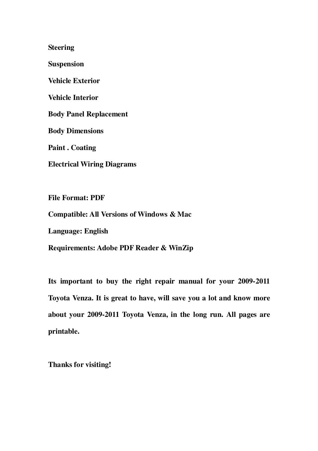 Toyota venza manual
