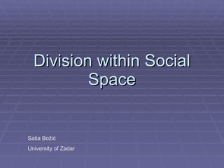 Division within Social Space Saša Božić University of Zadar 