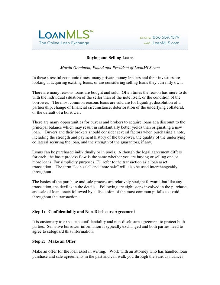 How to Buy And Sell Loans