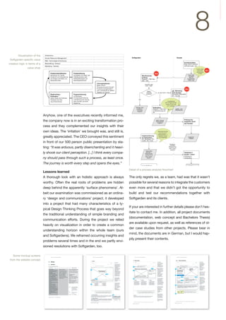 8
 Infrastruktur
 Human Resource Management                                                                       Softgarden                                                                     Kunde
 R&D, Technologie Entwicklung
                                                                                                                                                                                              Kundenproblem
 Beschaffung / Einkauf                                                                                                                                                                        Bug, neue Funktons-
 Marketing / Vertrieb                                                                                                                                                                         anforderungen, etc.

                                                                                                                                                                                                                 Kunden haben
                                                                                                                                                                                                                  oft Funktion   03.1
                                                                                                                                                                                                                 bereits genau
         Pr               kation      Problemlösung                                                                                 03.2                                                                            im Kopf.
         Monitoring von Trends,       Konzeption von Ideen und                                                                                                                                     Anruf oder
                                                                                                               Machbarkeits-                                                                        formlose
         Aufnahme und Antizipierung   (Fake)prototypen oder                                                    prüfung                                                                               Mail an
         von Sorgen und Nöten von     Softwarelösungen und                                                     Support + F&E-Dev.                                                                 Support (NZ,
         Bestandskunden               Machbarkeitschecks                                                       (NZ + SS)                                                                           selten OA)

                                                                 Lösungsoptionen
                                                                                                                   machbar aber
                                                                 Make or Buy?                                      aufw—ndig?
                                                                 Finanzierung durch Kunde?
                                                                 Finanzierung Eigenrisiko?                                                                                                     03.3
                                                                 vorh. Framework am Markt?                                                                          ggf. Workshop
                                                                                                                     Weiter-
                                                                 Abgeben an Partner?                                verkaufs-              ja, aber aufw—ndig       beim Kunden
         Bugtracking /                Programmierung                                                                potential?                                      (komplexe Requests)
         Evaluation                   a) Prototypen                                                                                                                 DF + Kunde
         stetes Testen der Software   b) Feinprogrammierung
         Feedback der User            c) Einführung der Lösung                                          nein                                 ja
         neue Erkenntnisse            beim Kunden und erste                                                                                              (unrealistische)
                                      Begleitung                                                                                                      Sch—tzungen der Dev.
                                                                                                                                                       werden mit drei oder
                                                                                                                                                         fünf multipliziert
                                                                                                     Absage oder                  Kalkulation
                                                                                                     unversch—                    Support + F&E-Dev.                          Lasten- und
                                                                                                      mt teures                                                               Pflichtenheft
                                                                                                       Angebot                    in Abstimmung mit
                                                                                                                                  DF




                                                                                             -                                        Best—tigung
                                                                                                                                      Machbarkeit,
                                                                                                                                        Angebot
                                                                                                                                                                                              Prüfung des
                                                                                                                                                                                              Angebots durch
                                                                                                                                                                                              den Kunden




                                                                                                                                        Zeitverschwendung
                                                                                                                                         durch Kommuni-
                                                                                                                                        kationsverluste -->
                                                                                                               Implementierung           Deadlines werden
                                                                                                                                                                                                   Angebots-
                                                                                                               im Testsystem             nicht eingehalten
                                                                                                                                                                                                    freigabe
                                                                                                               DF: Mockups, PH:

                                                                                             -                 Grafik, AK: Code

                                                                                                                                                               Iterations-
                                                                                                                                                                schleifen
         “It	
  was	
  arduous,	
  partly	
  disenchanting	
  and	
  it	
  heavi-                                                                             (Bugtracking
                                                                                                                                                              über Ticket-
                                                                                                                                                                 system)
                                                                                                                    Testsystem
ly	
  shook	
  our	
  client	
  perception.	
  [...]	
  I	
  think	
  every	
  compa-                                Roll-out /
                                                                                                                   Benachrichti
                                                                                                                                                                                              Testphase I:
                                                                                                                                                                                              Kunde + Intern
                                                                                                                   -gung Kunde
                                                                                                                                                                                              Prüfung im
ny	
  should	
  pass	
  through	
  such	
  a	
  process,	
  as	
  least	
  once.	
  
                                                                                                                   über Ticket-
                                                                                                                      system                                                                  Testsystem


The	
  journey	
  is	
  worth	
  every	
  step	
  and	
  opens	
  the	
  eyes.”
                                                                                                               Liveschaltung                                                                          Kunden-




Lessons	
  learned



                                                                                             -
                                                                                             -


                                                                                             -
                                                                                                                                                                                                                                    -



                                                                                                                                                                                                                                    -


                                                                                                                                                                                                                                    -

                                                                                             -
 
