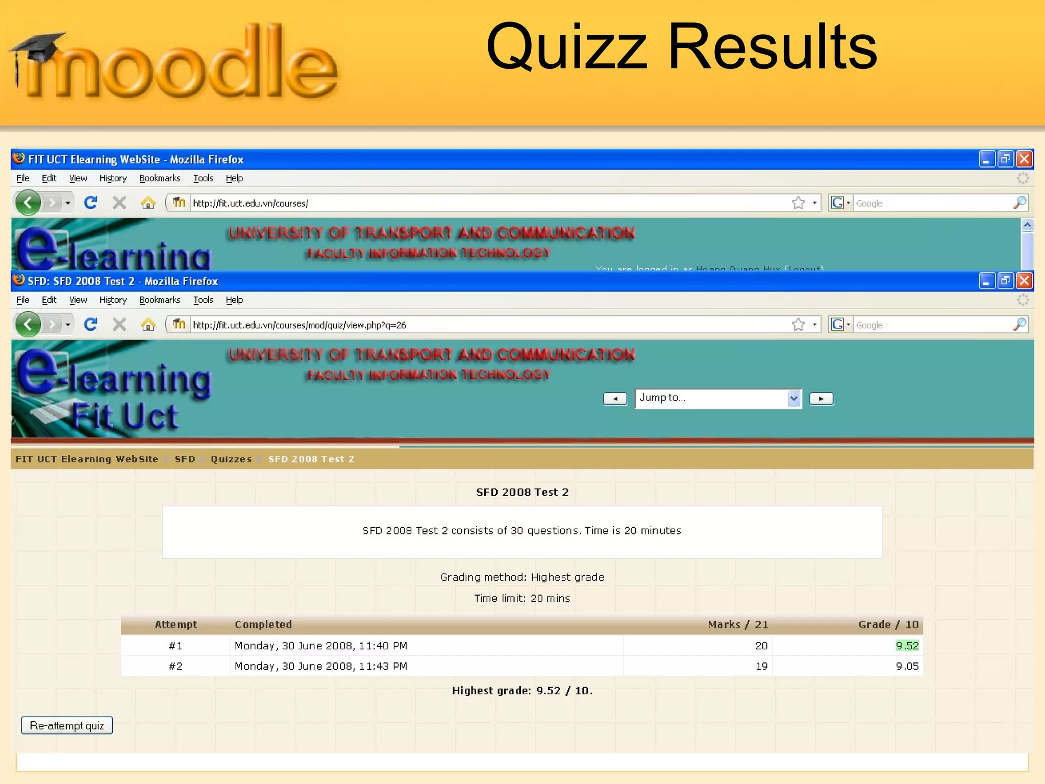 Quizz Results
 