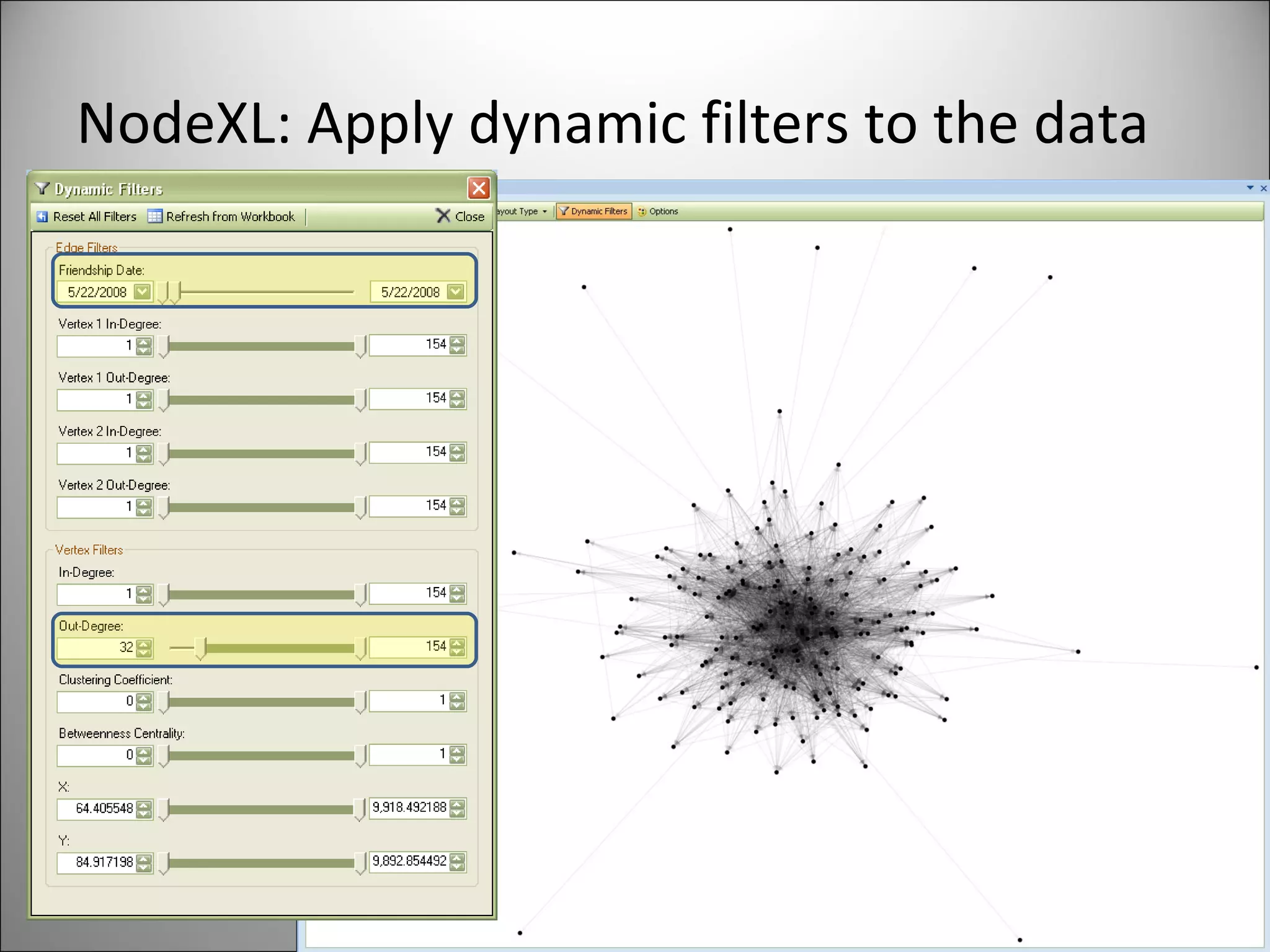 NodeXL: Apply dynamic filters to the data 