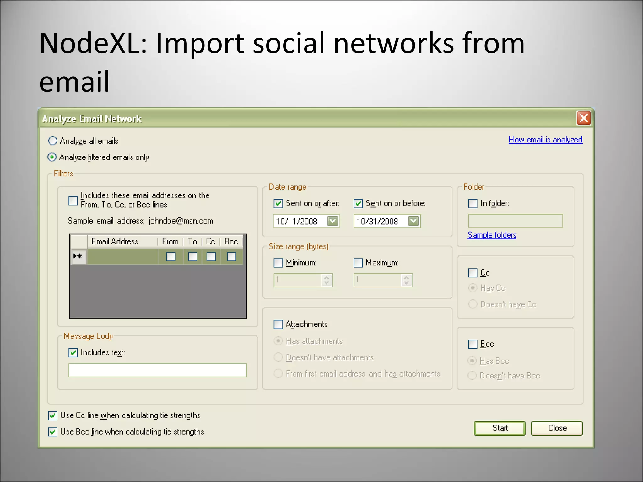 NodeXL: Import social networks from email 