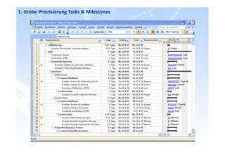 1. Grobe Priorisierung Tasks & Milestones
 