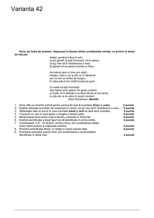 variante bac romana 2009 | PDF