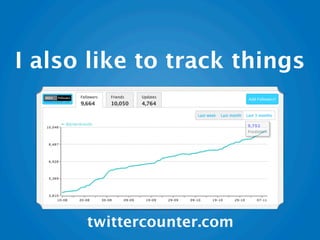 I also like to track things




      twittercounter.com
 