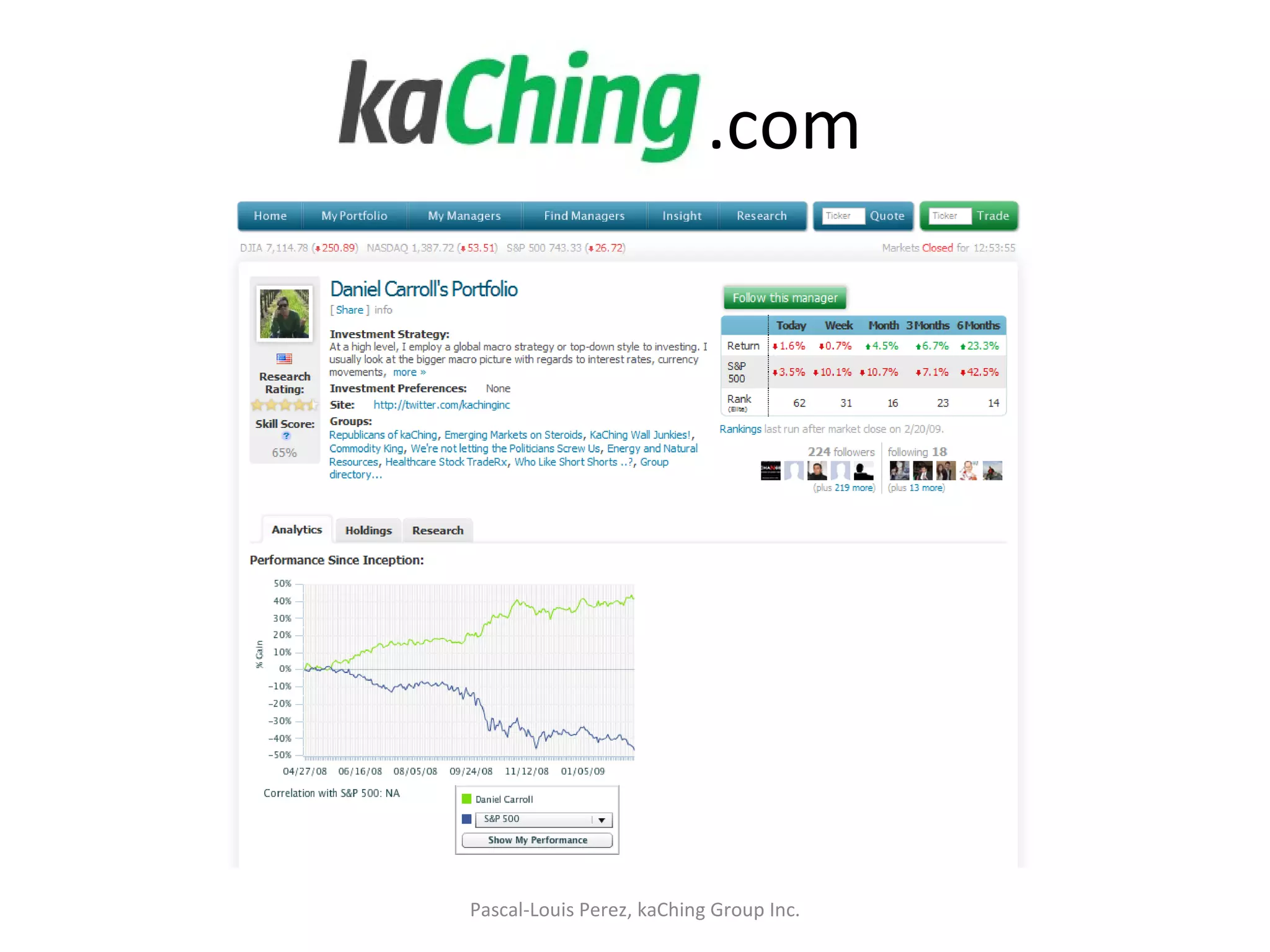 .com Pascal-Louis Perez, kaChing Group Inc. 